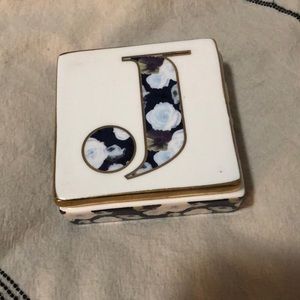 Anthropologie Monogram (J) Lidded Jewelry Box